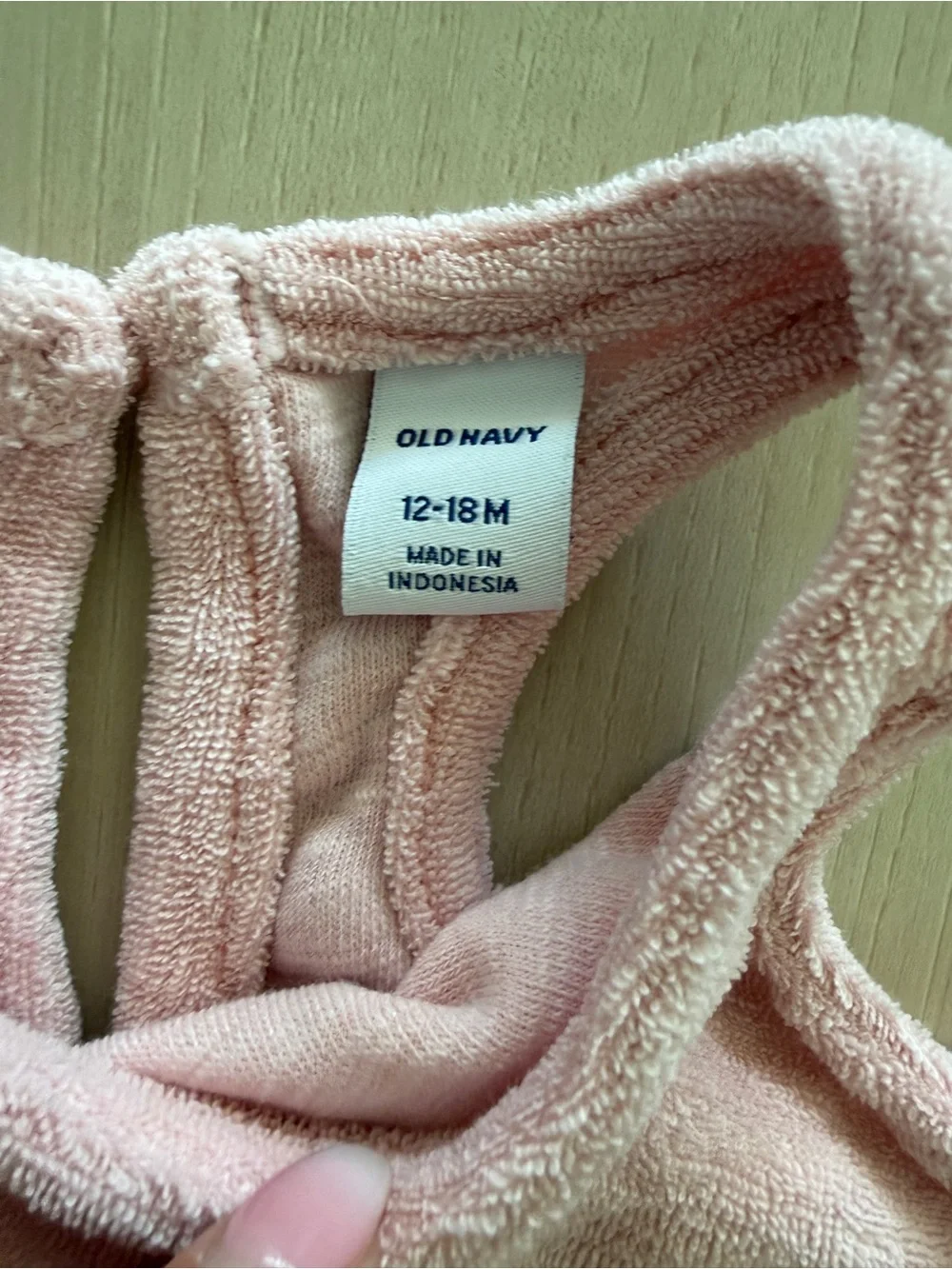Old Navy Light Pink Terry Romper with Bow